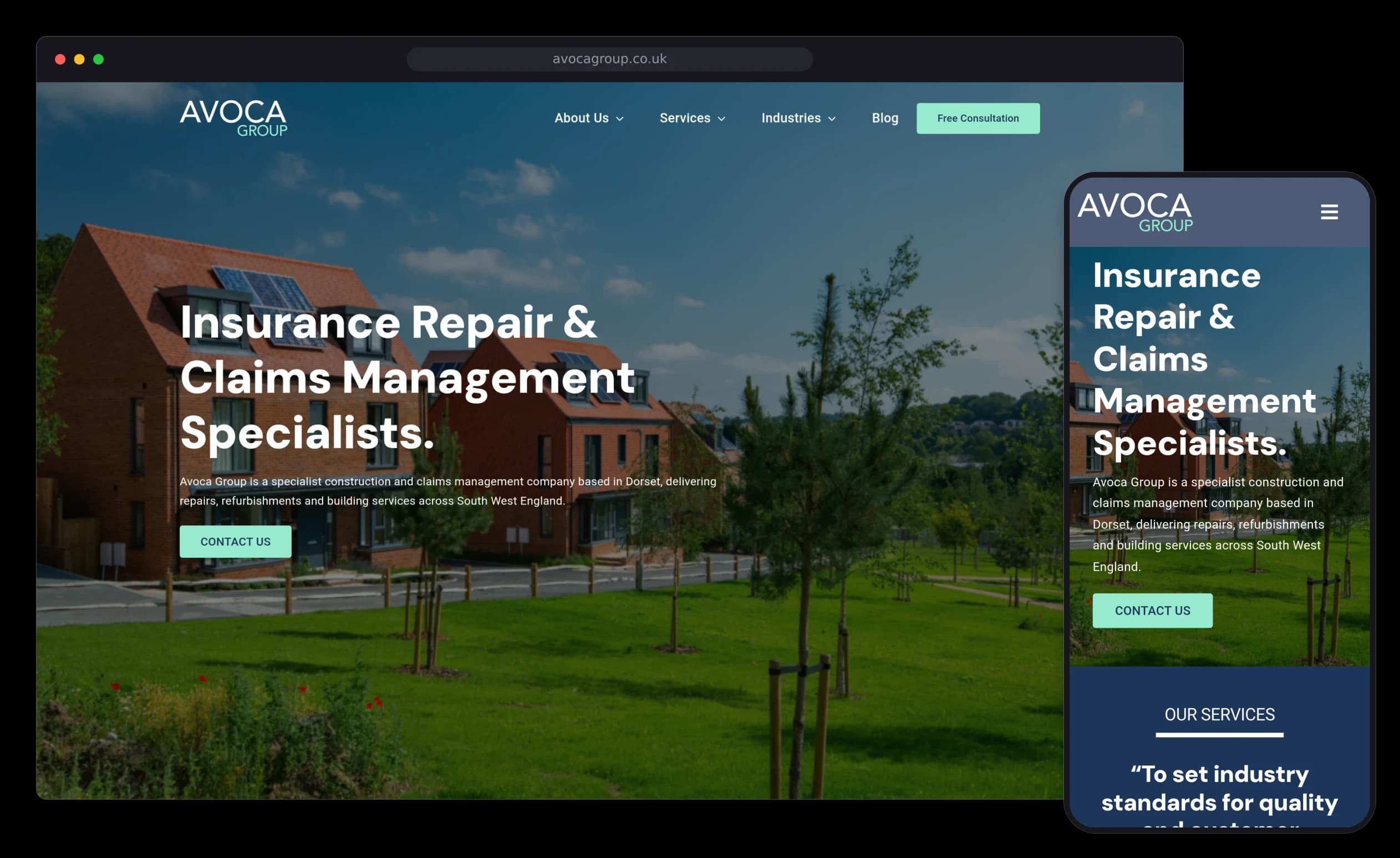 Avoca Group website on desktop and mobile