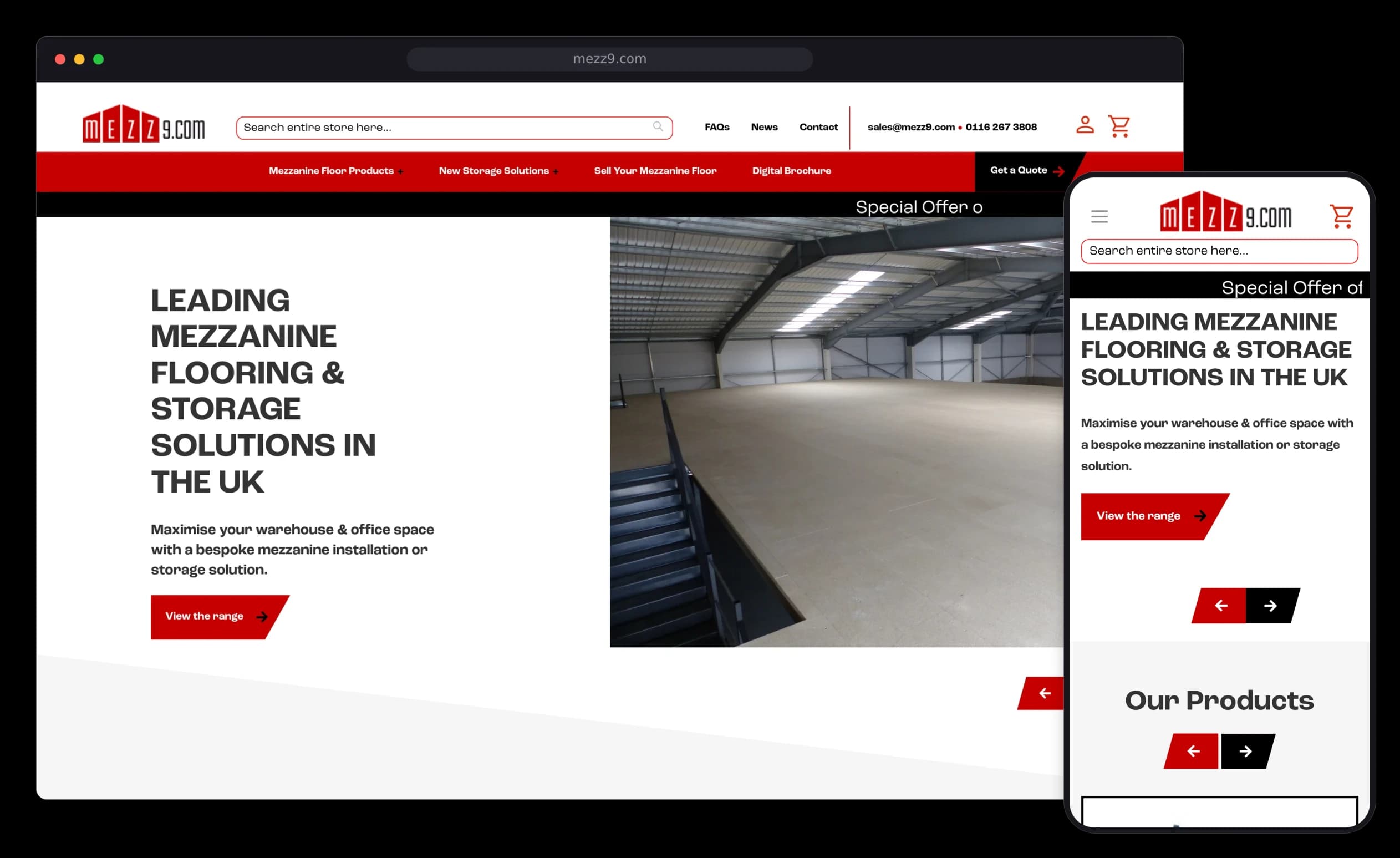 Mezz9.com website on desktop and mobile