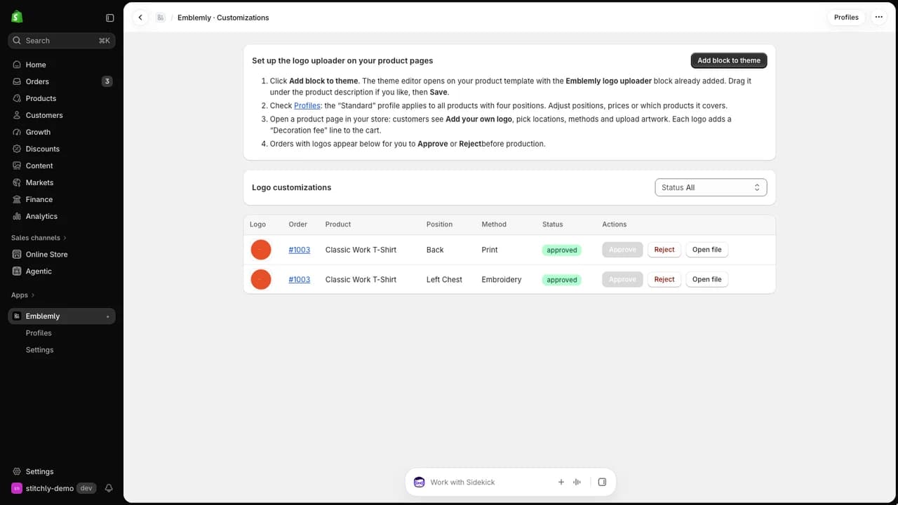 Emblemly admin — Approval queue