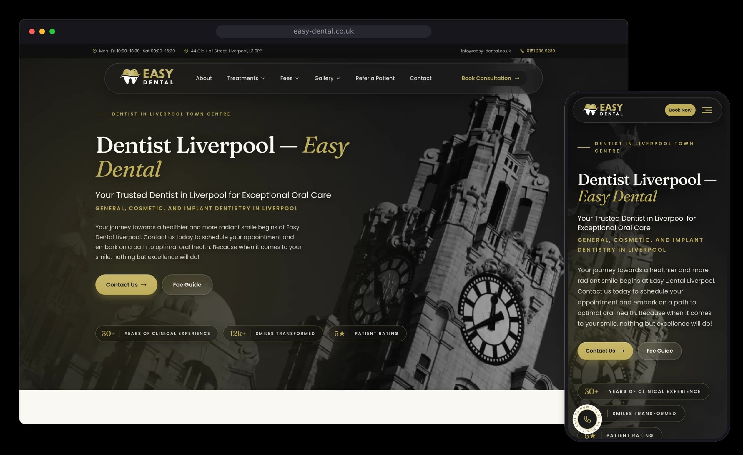 Easy Dental website on desktop and mobile