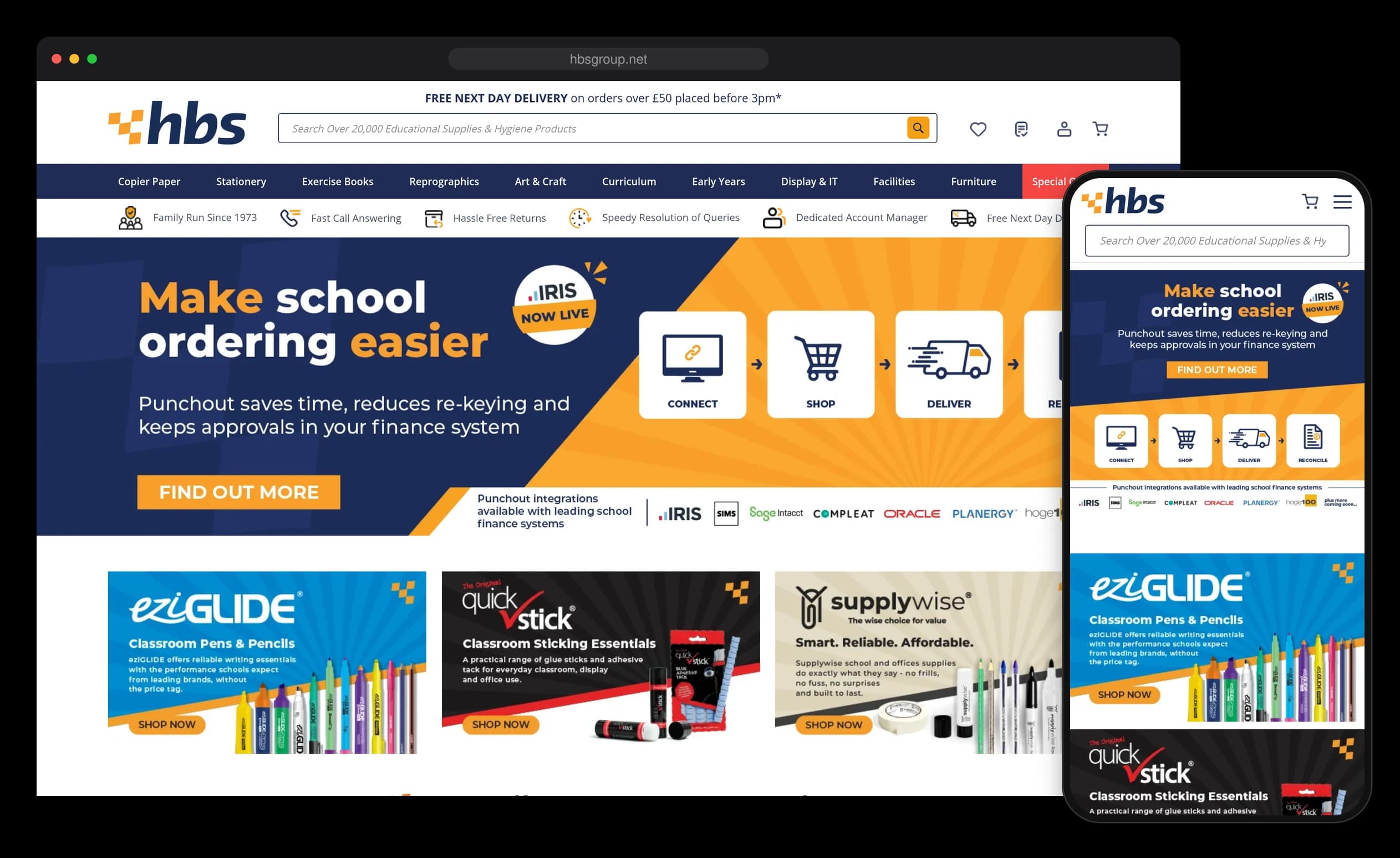 HBS Group website on desktop and mobile