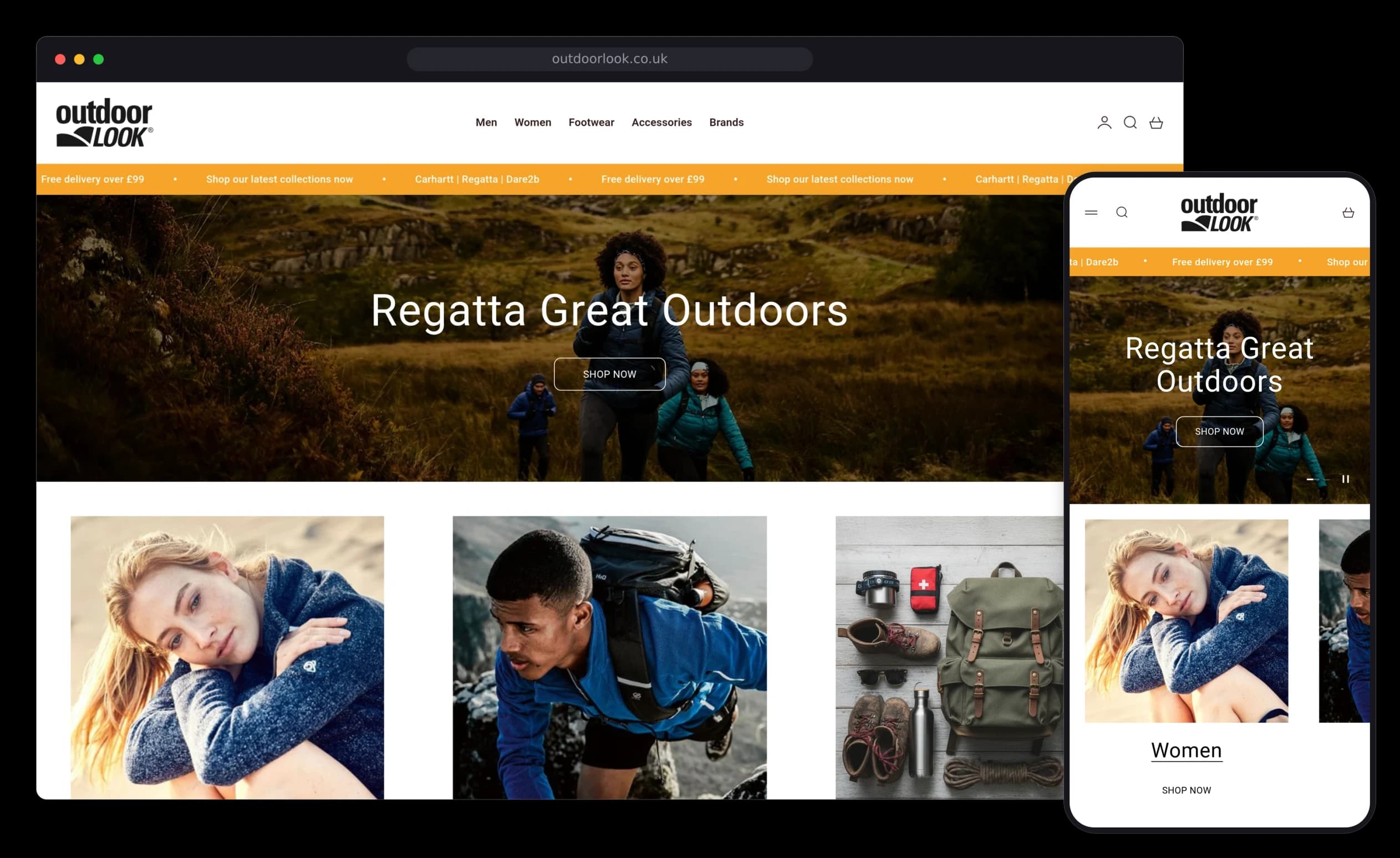 Outdoor Look website on desktop and mobile