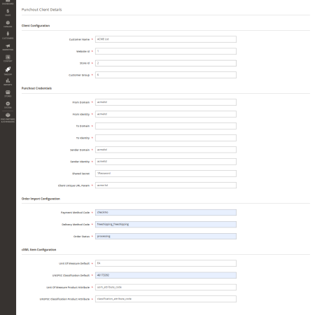 cXML Punchout Client Configuration